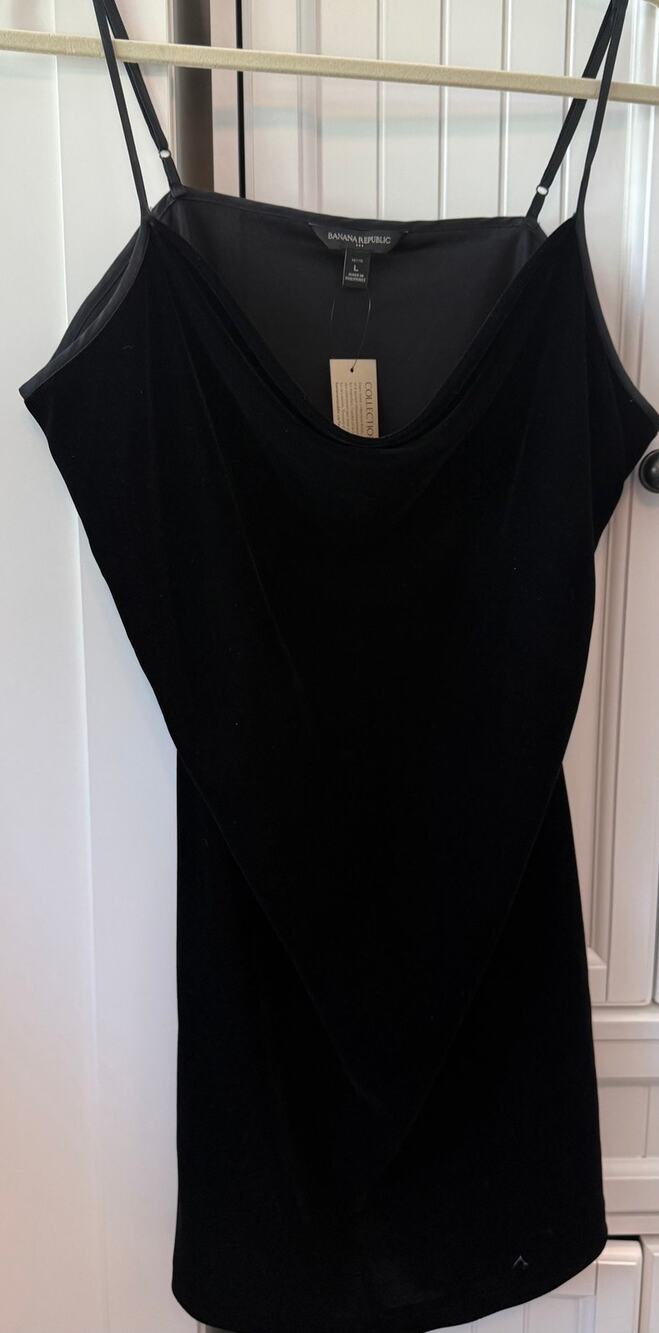 Banana Republic black velvet sleeveless mini dress size LP NWT